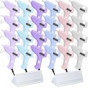 Gisafai 24 Pcs Hot Glue Gun and Sticks Set Mini Glue Gun Craft Glue Guns 6 Colors Non Drip Leak Proof Hot Melt Glue Gun with 50 Hot Glue Sticks 7mm for Craft Art DIY School Project Quick Repairs, 20W