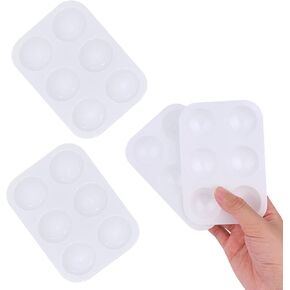 4 Pack Paint Tray Palette, 6 Well Rectangular Plastic Palette for Oil, Watercolor Paint, White