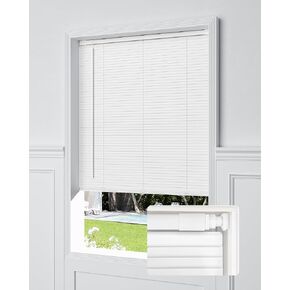 No Tools No Drill Cordless Mini Blinds, 100% Privacy L-Shaped Blades 1" Vinyl Blinds for Indoor Windows, for Windows Size (45" W × 48" H) Color (White)