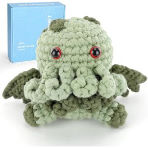 CROCHET BOX Crochet Kit for Beginners Adults - Cthulhu Starters Crochet Kit, Beginners Crocheting Kitting for Adults Kids, Craft Gifts with Crochets Yarns, Hook, Step-by-Step Video, Instruction
