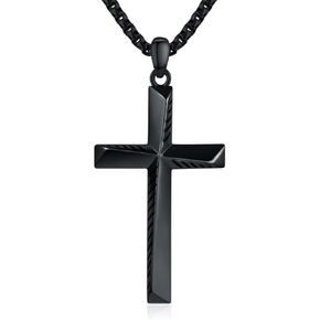Black Cross Necklace for Men 925 Sterling Silver Cross Pendant Necklace Cross Jewelry Gifts for Men Women