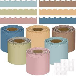 6 Rolls 196.8 ft Colorful Borders for Bulletin Board, Scalloped Trim Bulletin Board Decorations for Classroom Back to School Decor, Advanced Grey