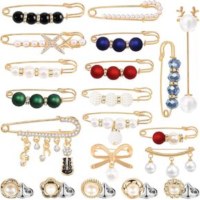 Charms for Socks 20pcs Junk Sock Charms Women Brooch Pins Glitter Gold Sock Pins charm Bulk Safety Pins Pearl Pins Sock Pins Kit Designer Safety Pin Hats Clothes Shoes Junk Sock Charms