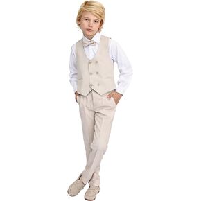Lilax Boys’ Formal Suit Set, Boys Wedding Ring Bearer Outfit for Kids, Dresswear 4 Piece Suit Set