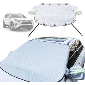 Car Windshield Cover For Ice And Snow Compatible with Compatible with Toyota RAV4 2024-2019 LE XLE Hybrid Upgraded Custom Fit Magnetic Windshield Snow Cover 4-Layer Protection Wiper & Mirror Covers