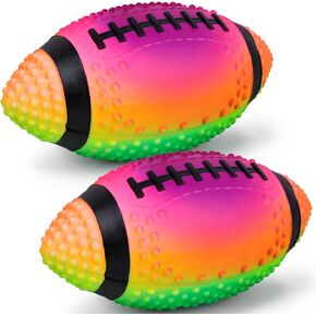 Shindel Inflatable Footballs, 9 Inch Rainbow Footballs Rubber Football Toys for Kids Outdoor and Indoor Sports Games, Football Lovers Gifts, Super Bowl Party Favors and Pet Training Toys