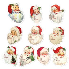 Whaline 200Pcs Santa Claus Name Tag Stickers 10 Design Christmas Santa Pattern Gift Labels Xmas to & from Paper Gift Name Tag Stickers for Christmas Winter Wedding Birthday Gift Wrap Decoration