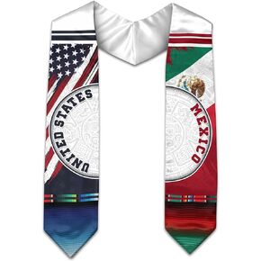 CHIARA CONTI11 Mexican American Flag Graduation Sash 2024, Mexican Graduation Sash, Mexico Graduation Stole Customize