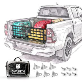 Tailgate Cargo Net, 50" X 15" - Low Drag Mesh with Hooks & Straps for Mid-Size pickup Trucks, SUV, Vans, UV Protection & Load Security, Fits Chevrolet, Ford, Toyota, GMC, Dodge RAM, Jeep