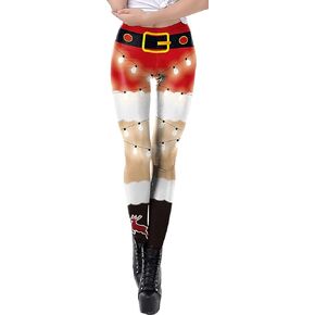 Women’s Christmas Bodycon Legging Pants 3D Digital High Waist Legging Sexy Skinny Yoga Pants Tight for Cosplay