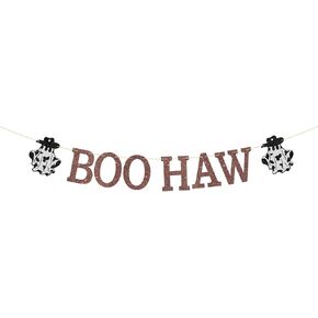 Western Cowboy Halloween Party Decorations Wild West Boo Haw Banner for Halloween Birthday Baby Shower Wedding Party Supplies