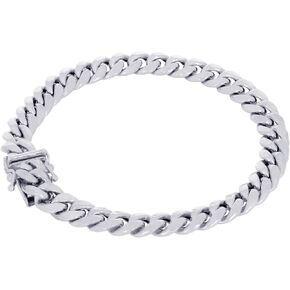 Nuragold 10k White Gold 6.5mm Miami Cuban Link Chain Bracelet, Mens Womens Jewelry Box Clasp 7" 7.5" 8" 8.5" 9"