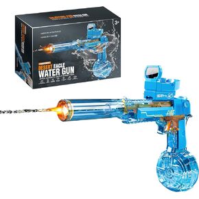 CY05 Electric Water Gun with Lights, Induction Light-Emitting Muzzle, 425ml Water Tank, 26-33Ft Range for Kids Ages 3+ (Blue)