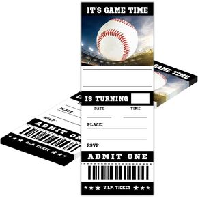 Sports Birthday Cards-20 Basketball Baseball Football Tennis Ticket Invite Cards-It's An All Star Birthday Invitation with Envelopes for Teens kids Adults-Party Favor & Supplies (3×8 inch)-A15