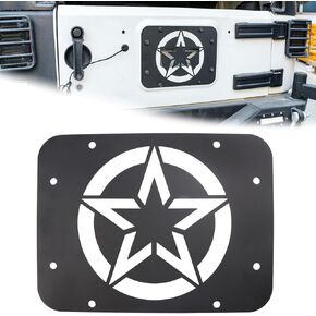 Wrangler JK Tailgate Vent Cover Spare Tire Carrier Filler Plate Tailgate Plug Vent Plate Cover with Fretwork Five Star Pattern