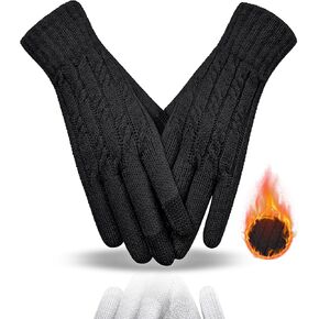 Winter Warm Gloves for Women, Upgraded Touchscreen Gloves Knit Gloves with Soft Fleece Lining for Cold Weather