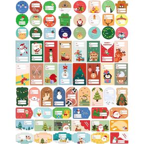 144 Pieces Christmas Name Tags Stickers, Gift Tags for Christmas Presents, Holiday Sticker Labels for Cards or Bags Decor (72 Designs 2 Each)