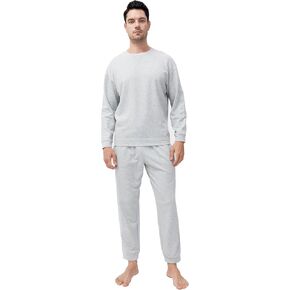 DAVID ARCHY Men's Pajamas Set Soft Cotton Polyester Pajama For Men Long Sleeve Top & Bottoms Lounge Set with Pockets
