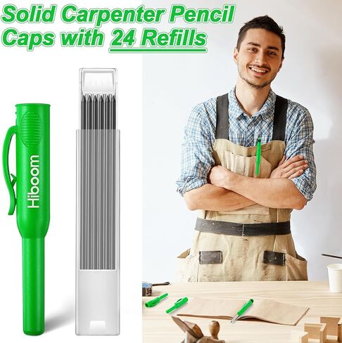 4 قطع من أغطية أقلام النجار الصلبة من Hiboom مع 24 عبوة، غطاء علامة النجارة الميكانيكية بفتحة عميقة طويلة الأنف مع مشبك جيب، غطاء حماية لأقلام الرصاص لأدوات الكاتب للبناء، مهندس معماري in Kuwait