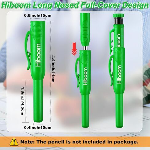 4 قطع من أغطية أقلام النجار الصلبة من Hiboom مع 24 عبوة، غطاء علامة النجارة الميكانيكية بفتحة عميقة طويلة الأنف مع مشبك جيب، غطاء حماية لأقلام الرصاص لأدوات الكاتب للبناء، مهندس معماري in Kuwait