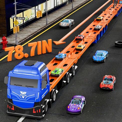 iHaHa 78 inches Transport Truck with 24pcs Die-Cast Cars Toys, Cars Toddler Toys Gifts for 2 3 4 5 6 7 Years Old Boys Girls Kids, Boys Toys Age 3-5 4-7 in Saudi Arabia