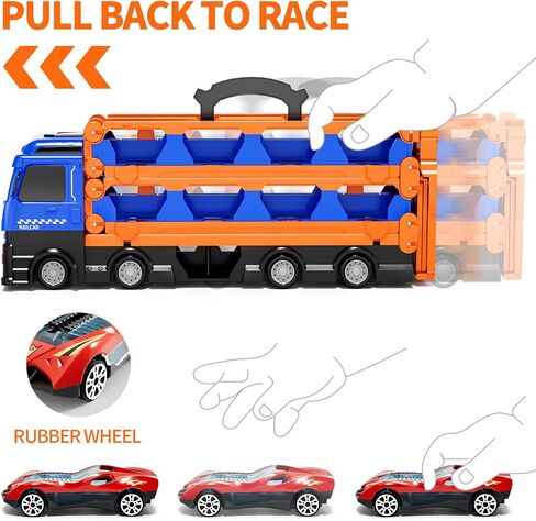 iHaHa 78 inches Transport Truck with 24pcs Die-Cast Cars Toys, Cars Toddler Toys Gifts for 2 3 4 5 6 7 Years Old Boys Girls Kids, Boys Toys Age 3-5 4-7 in Saudi Arabia