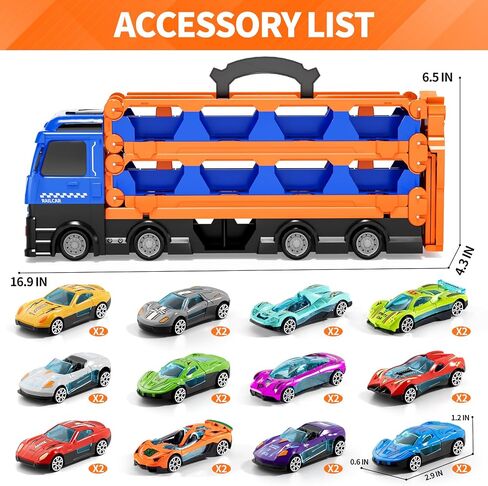 iHaHa 78 inches Transport Truck with 24pcs Die-Cast Cars Toys, Cars Toddler Toys Gifts for 2 3 4 5 6 7 Years Old Boys Girls Kids, Boys Toys Age 3-5 4-7 in Saudi Arabia