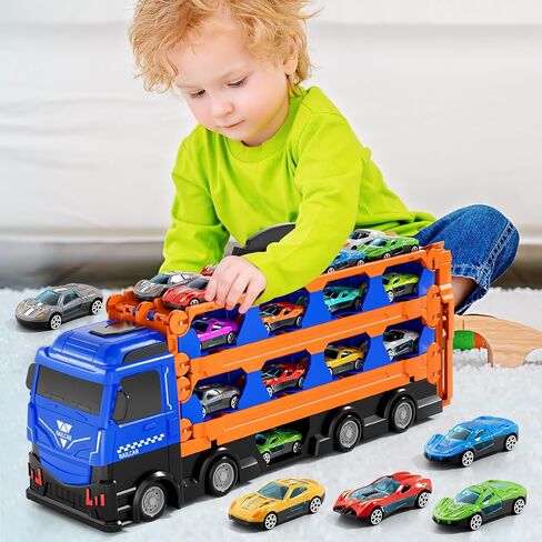 iHaHa 78 inches Transport Truck with 24pcs Die-Cast Cars Toys, Cars Toddler Toys Gifts for 2 3 4 5 6 7 Years Old Boys Girls Kids, Boys Toys Age 3-5 4-7 in Saudi Arabia