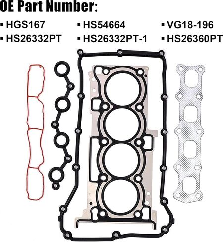 HGS167 Engine Gasket Kit Compatible with Dodge Journey/Avenger for Chrysler 200/Sebring for Jeep Patriot/Compass 2.4L Replace# HS26332PT HS54664 HBK188 Head Gasket Set with Cylinder Head Bolts in Saudi Arabia