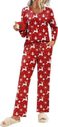 Ekouaer Pajamas for Women Set Soft Sleepwear Fall Long Sleeve Top With Pants Comfy 2 Piece Pjs Loungewear in Saudi Arabia