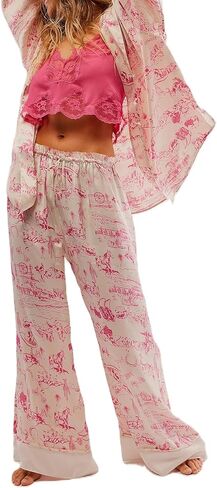 Argeousgor Women Floral Pajama Sets Silk Satin Lounge Set Long Sleeve Button Down Shirt Pants 2 piece Pjs Sleepwear in Kuwait