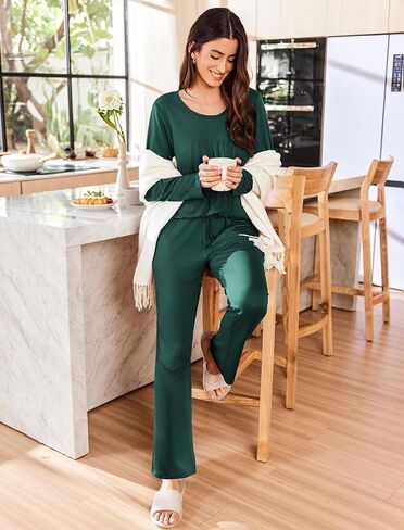 Ekouaer Pajamas for Women Set Soft Sleepwear Fall Long Sleeve Top With Pants Comfy 2 Piece Pjs Loungewear in Saudi Arabia