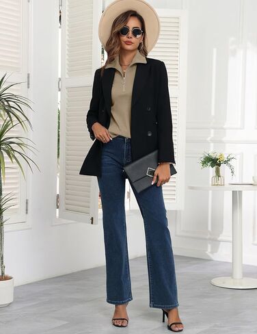 Womens 3/4 Sleeve Tops and Blouses V Neck Basic Polo Shirts Casual Dressy Solid Work Tops in Saudi Arabia