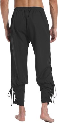 PACEIADTA بنطال رجالي برباط للكاحل من القرون الوسطى الفايكنج الملاح القراصنة زي بنطلون عصر النهضة in Kuwait