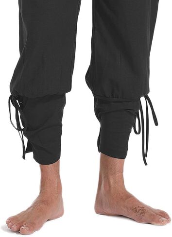 PACEIADTA بنطال رجالي برباط للكاحل من القرون الوسطى الفايكنج الملاح القراصنة زي بنطلون عصر النهضة in Kuwait