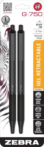 Zebra Pen G-750 Retractable Gel Pen, Black Brass Barrel, Medium Point, 0.7mm, Black Ink, 1-Pack in Saudi Arabia