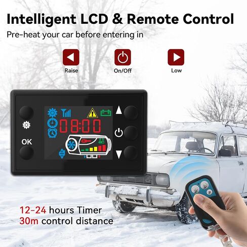 سخان ديزل 8 كيلو وات الكل في واحد، سخان ديزل محمول مع جهاز تحكم عن بعد وشاشة LCD، سخان هواء ديزل 12 فولت تسخين سريع وضجيج منخفض، سخان انتظار لشاحنة RV خيمة قارب التخييم وداخل المنزل in Kuwait