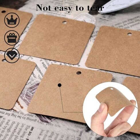 80 قطعة من بطاقات الهدايا الورقية البيضاء من SallyFashion مع سلسلة، ملصقات معلقة مربعة مقاس 2 × 2 بوصة من القماش للأعمال اليدوية وعلامات فارغة in Kuwait