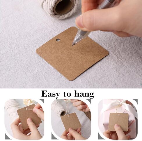 80 قطعة من بطاقات الهدايا الورقية البيضاء من SallyFashion مع سلسلة، ملصقات معلقة مربعة مقاس 2 × 2 بوصة من القماش للأعمال اليدوية وعلامات فارغة in Kuwait