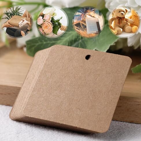 80 قطعة من بطاقات الهدايا الورقية البيضاء من SallyFashion مع سلسلة، ملصقات معلقة مربعة مقاس 2 × 2 بوصة من القماش للأعمال اليدوية وعلامات فارغة in Kuwait