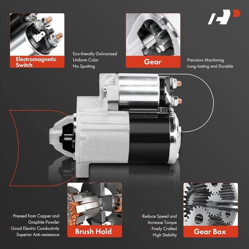 محرك A-Premium Starter متوافق مع Jeep Grand Cherokee 2005-2010 V6 3.7L، Commander 2006-2010 V6 3.7L، 12V 1.2KW 10 أسنان في اتجاه عقارب الساعة، استبدال # 56044734AA، M0T31471، M0T31471ZC، 410-48133، SMT0301 in Saudi Arabia