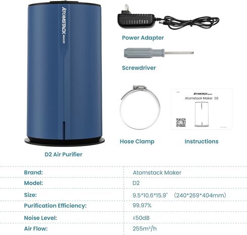 ATOMSTACK MAKER D2 Air Purifier for Laser Engraver Smoke Purifier for Laser Engraver with 8 Filter Layers Compatible with Atomstack Ortur NEJE Xtool Sculpfun Laser Engraver in Saudi Arabia