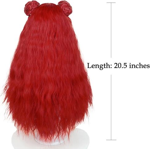 Probeauty Long Red Curly Wig for Girls Kids, Princess Red Movie Costume Wig with Buns for Halloween Cosplay Party in Kuwait