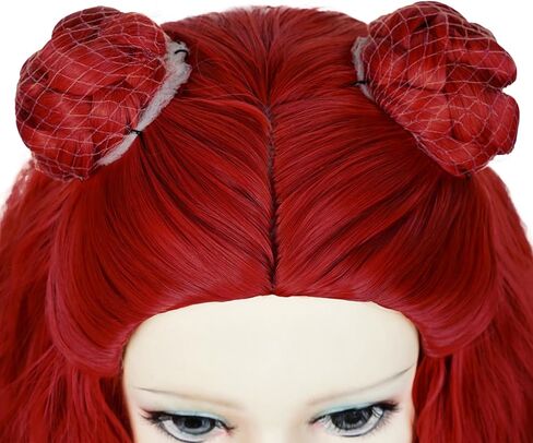 Probeauty Long Red Curly Wig for Girls Kids, Princess Red Movie Costume Wig with Buns for Halloween Cosplay Party in Kuwait