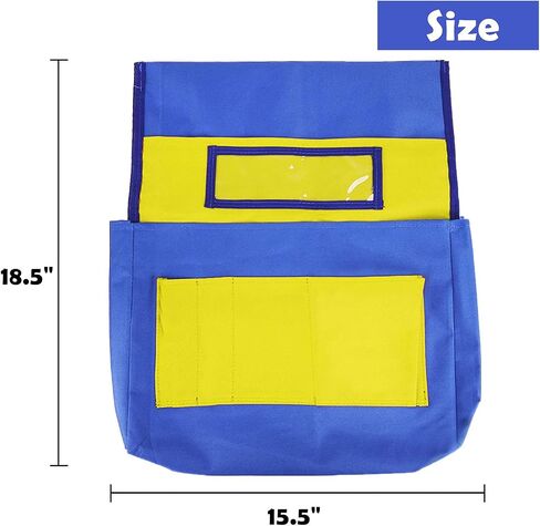 Classroom Chair Back Hanging Organizer, Kids Seat Pocket Storage Bag for School Preschool Daycare Student Supply for Boys, 5Pcs, Blue Yellow in Kuwait