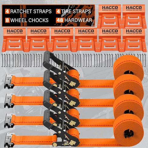 Wheel Chock Tie Down Kit(2,000lb Break Strength) 2" Heavy Duty E Track Trailer Tire Straps System for UTV, ATV, Lawn Mower - Ratchet Tie Down Accessories with E Track for Four Wheeler (4pk) in Saudi Arabia