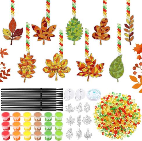 Pasimy 36 مجموعة الخريف Suncatchers الطلاء الحرفية مجموعات الخريف نافذة DIY شنقا الحلي الزينة طلاء الأنشطة الخريفية الخاصة بك مشروع فني هدايا الحفلات للفصل الدراسي المنزل عيد الشكر (الحصاد) in Saudi Arabia