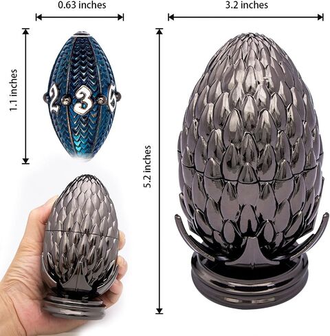 ARUOHHA DND Metal Dice Black Blue Dragon Egg Dice with Rotating Dragon Egg Shell, Dungeons and Dragons Role Playing Game D&D Dice Polyhedral D and D Dice Set D20 D12 D10 D8 D6 D4 in Kuwait