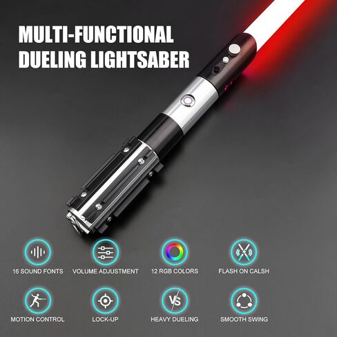 سيف ضوئي RGB Force FX من Lightsaber لحروب النجوم، والتحكم في الحركة 12 لونًا و16 خط صوت وتأرجح سلس، سيف ضوئي مبارز من سبائك الألومنيوم، سيوف ضوئية للبالغين لدعائم الهالوين التنكرية in Saudi Arabia