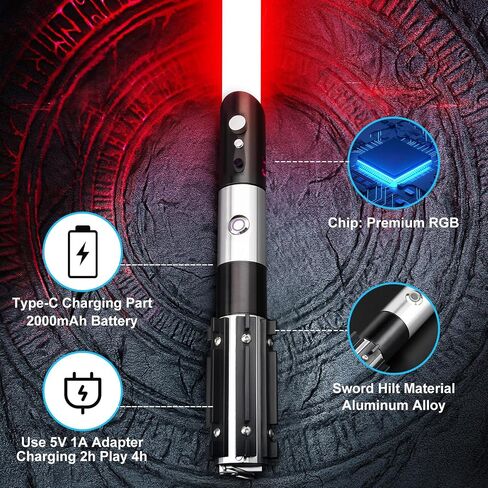 سيف ضوئي RGB Force FX من Lightsaber لحروب النجوم، والتحكم في الحركة 12 لونًا و16 خط صوت وتأرجح سلس، سيف ضوئي مبارز من سبائك الألومنيوم، سيوف ضوئية للبالغين لدعائم الهالوين التنكرية in Saudi Arabia